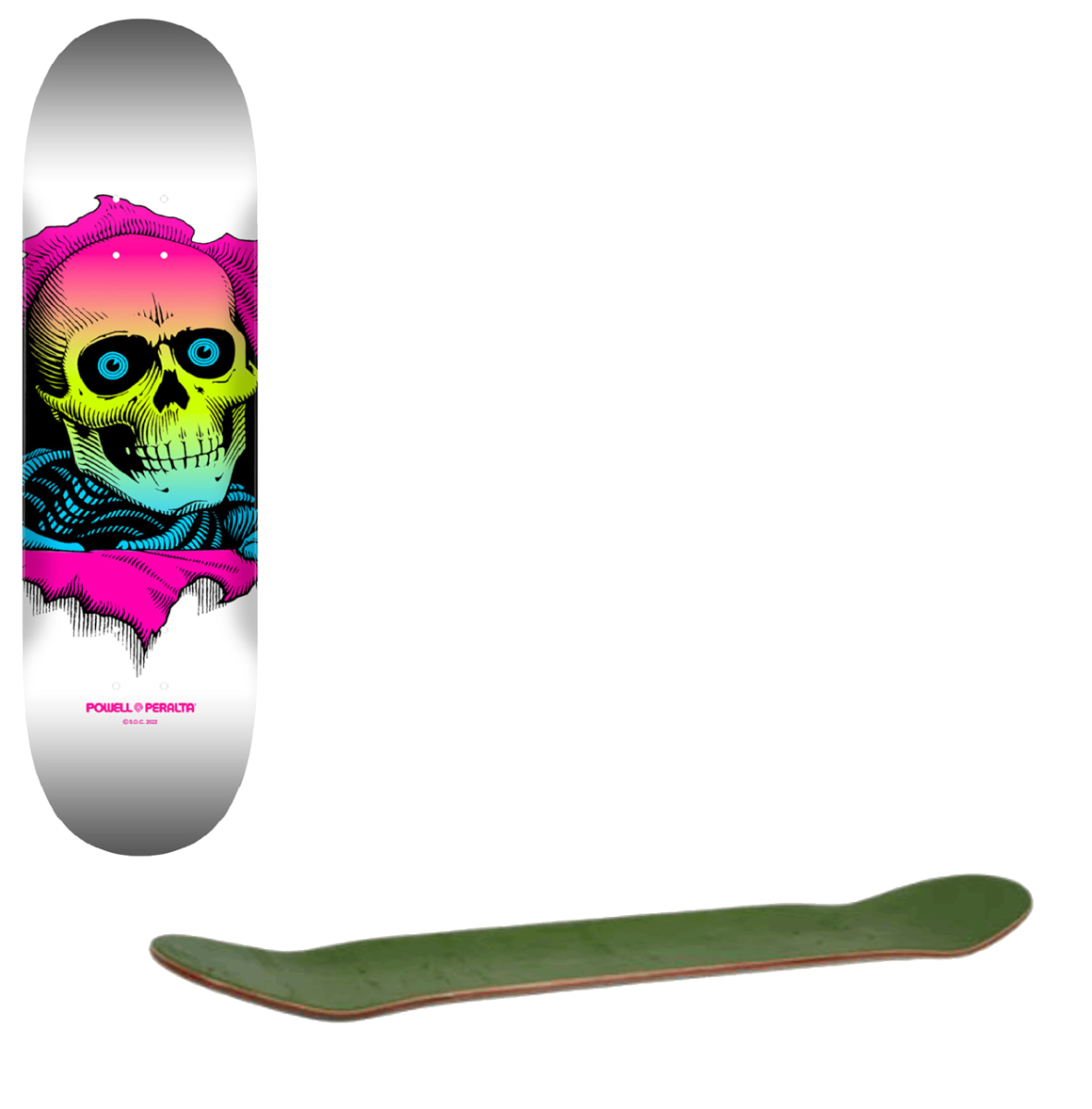 Powell Peralta Ripper Skateboard Deck - Lime Fade/White 8.5"