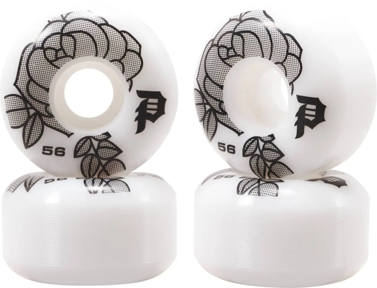 Primitive Rosa 101A Skateboard Wheels 4-Pack - White/Black