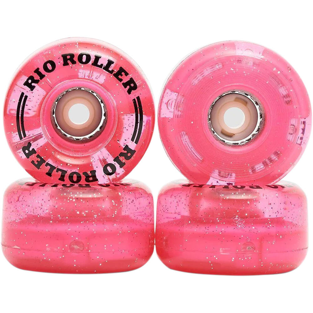 Rio Roller Light Up Quad Roller Skate Wheels 58mm - Pink Glitter
