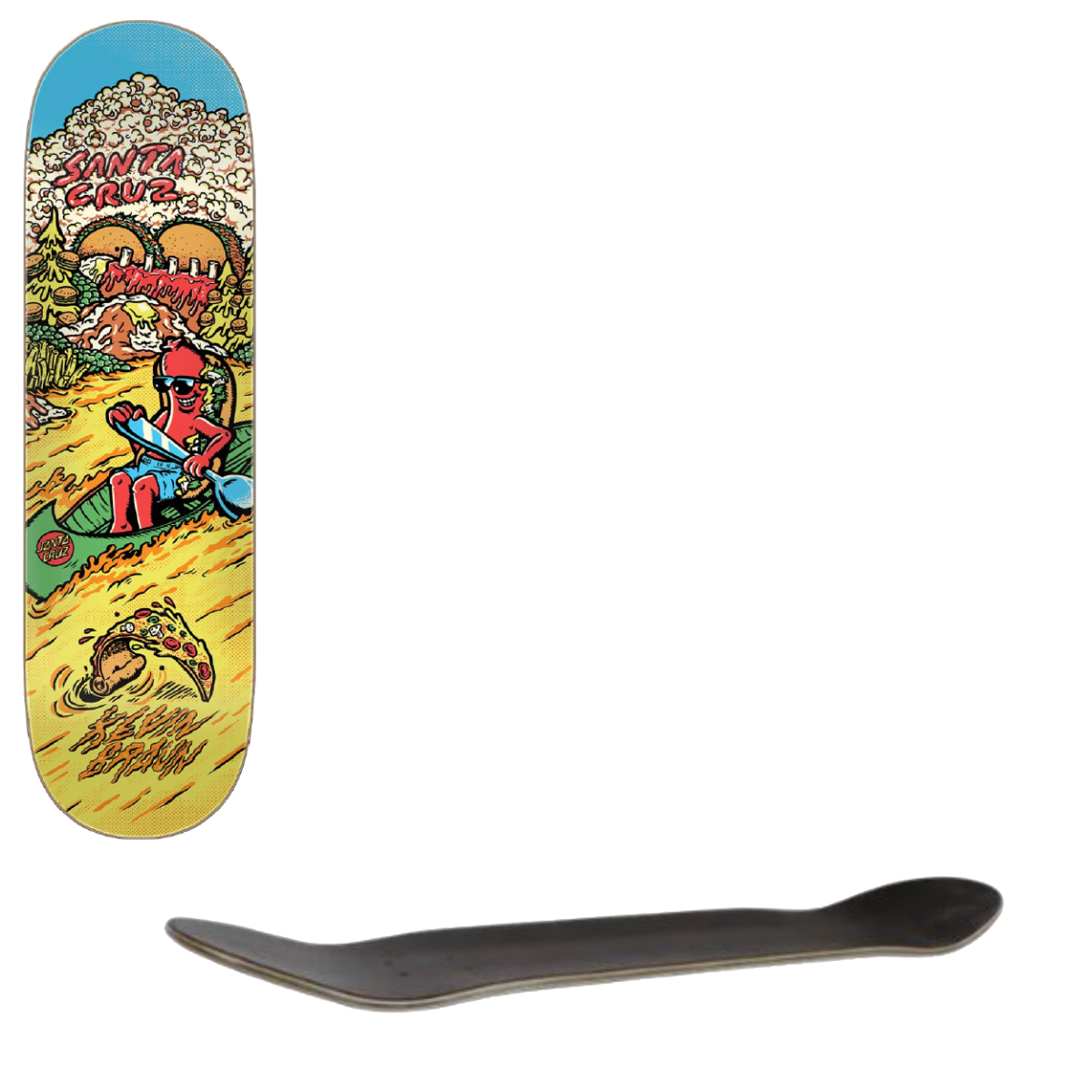 Santa Cruz River of Snax Skateboard Deck - Braun 8.25"