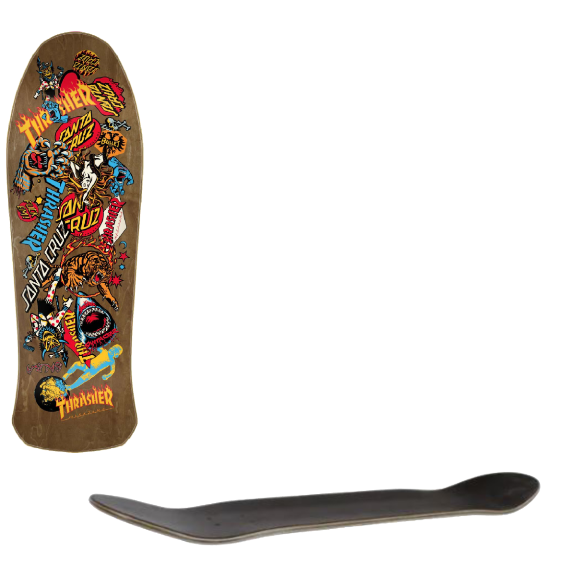 Santa Cruz x Thrasher Salba Oops Skateboard Deck - Brown/Multi 10.4"