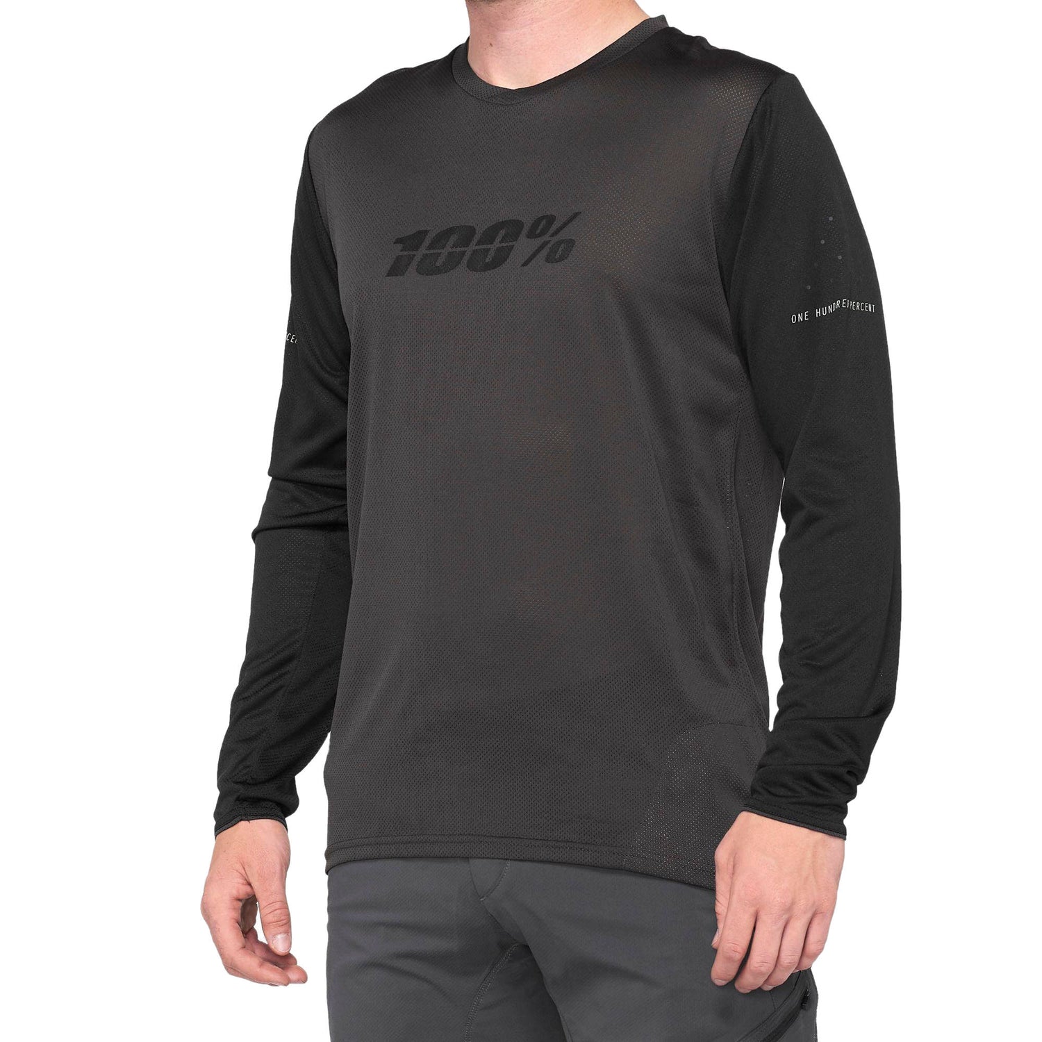 100% Ridecamp Long Sleeve Jersey - Black/Charcoal LRG