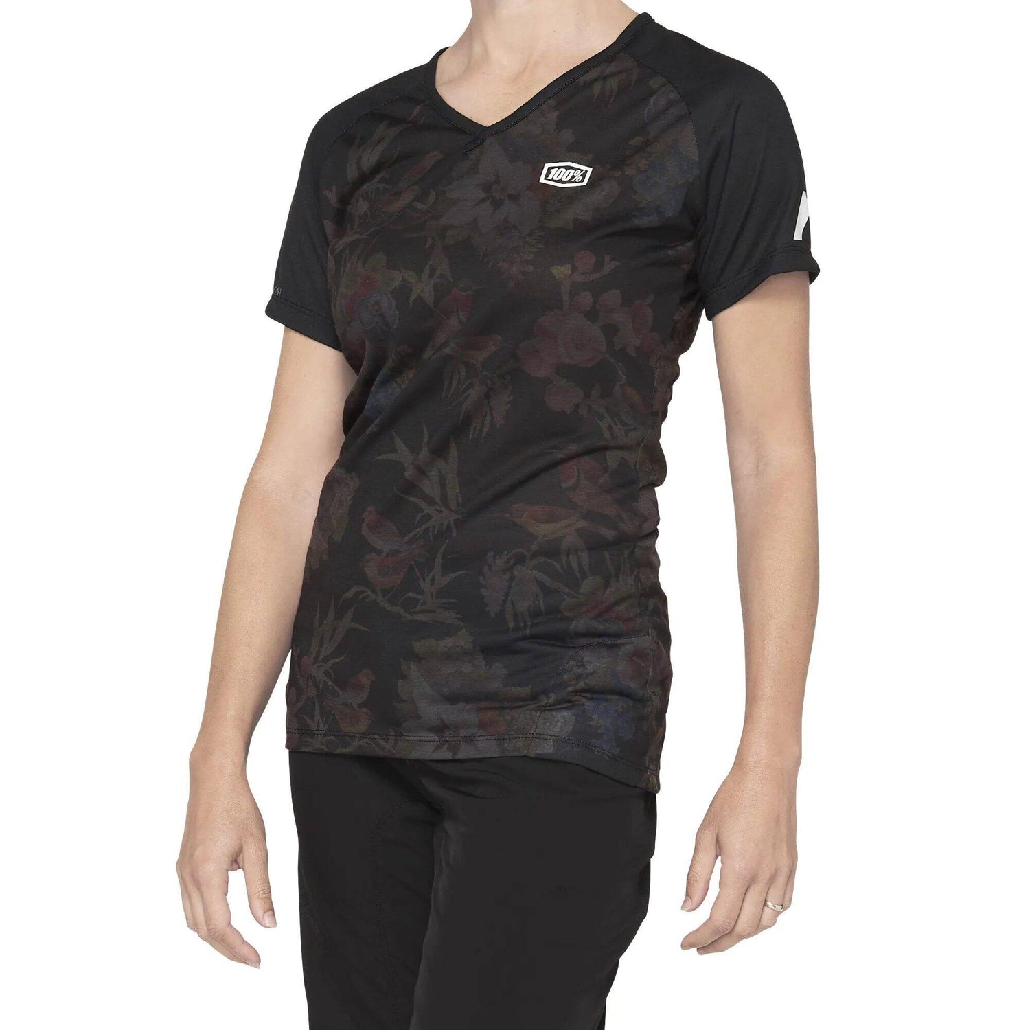 100% Airmatic Womens Jersey - Black Floral LRG