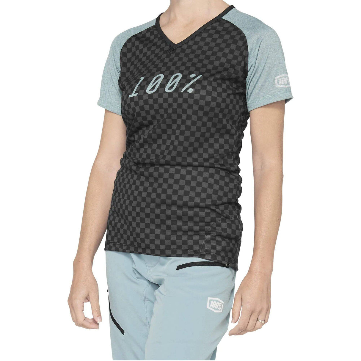 100% Airmatic Womens Jersey - Seafoam Checkers SML