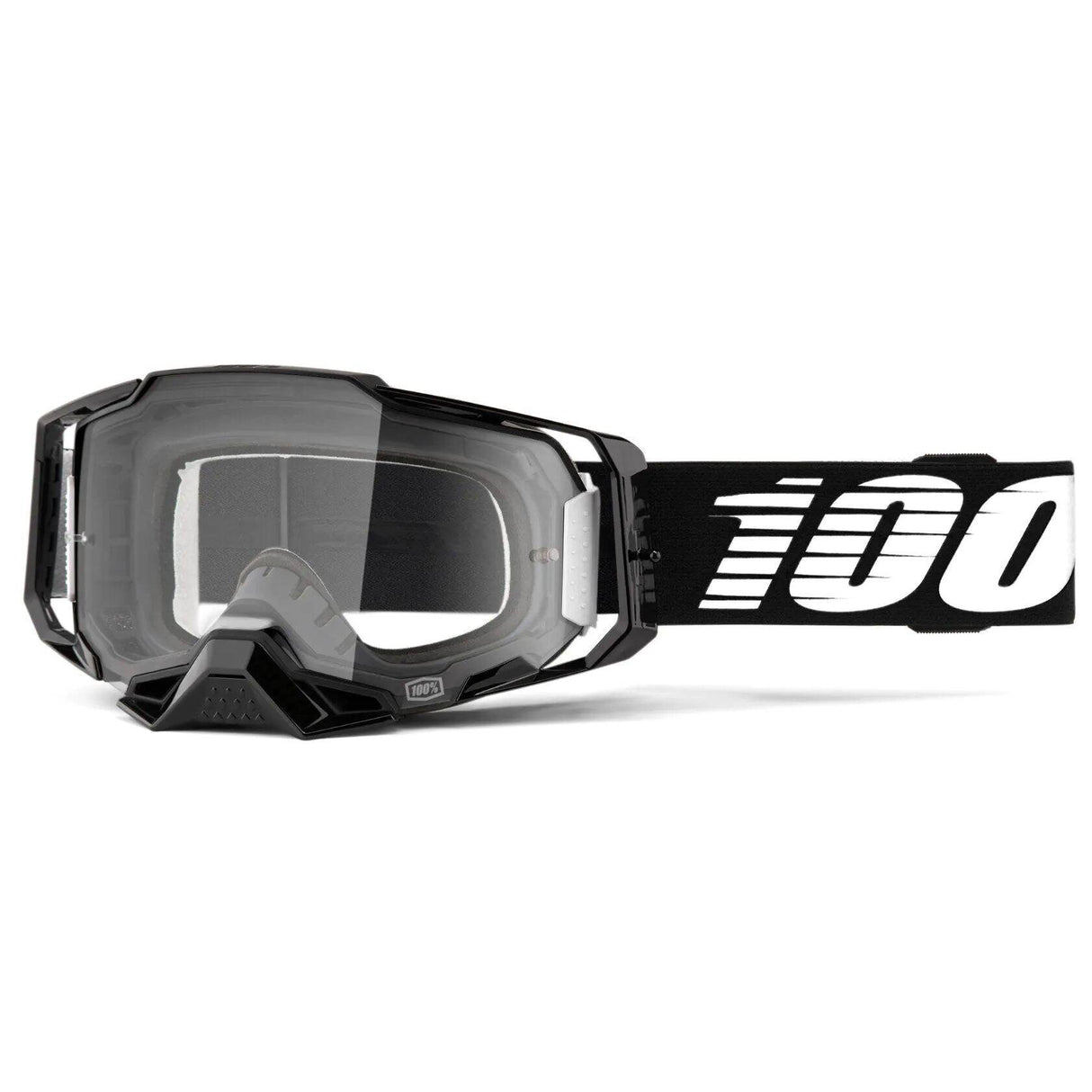 100% Armega MTB/MX Goggles - Black (Clear Lens)