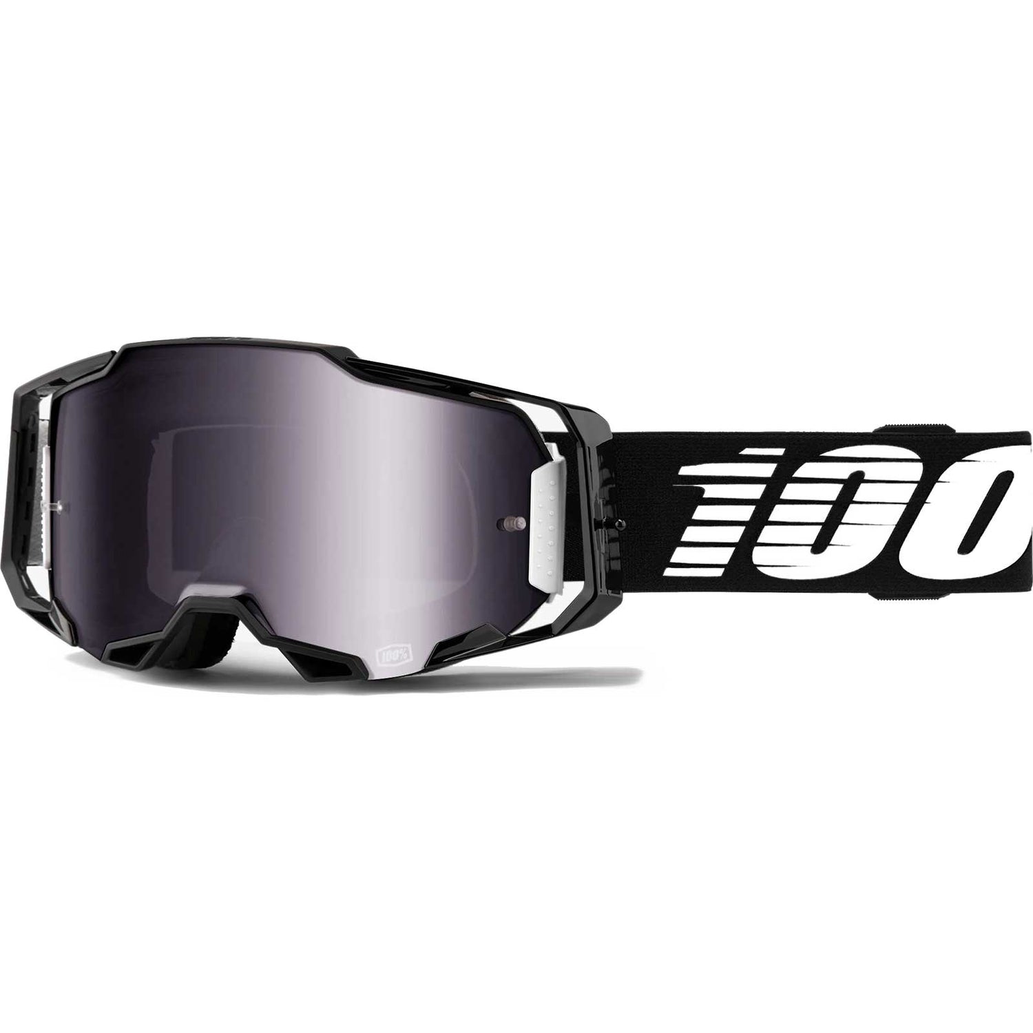 100% Armega MTB/MX Goggles - Black (Silver Flash Mirror Lens)
