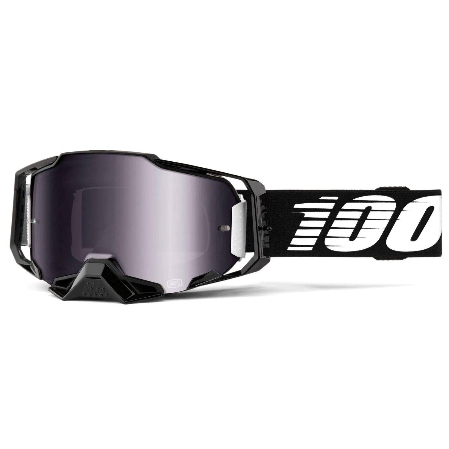 100% Armega MTB/MX Goggles - Black (Silver Flash Mirror Lens)