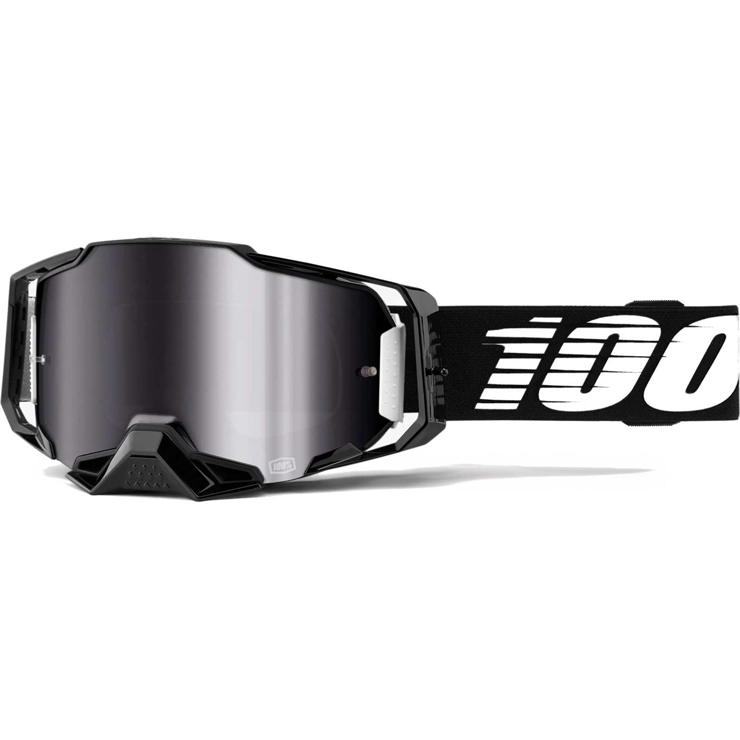 100% Armega MTB/MX Goggles - Black (Silver Flash Mirror Lens)