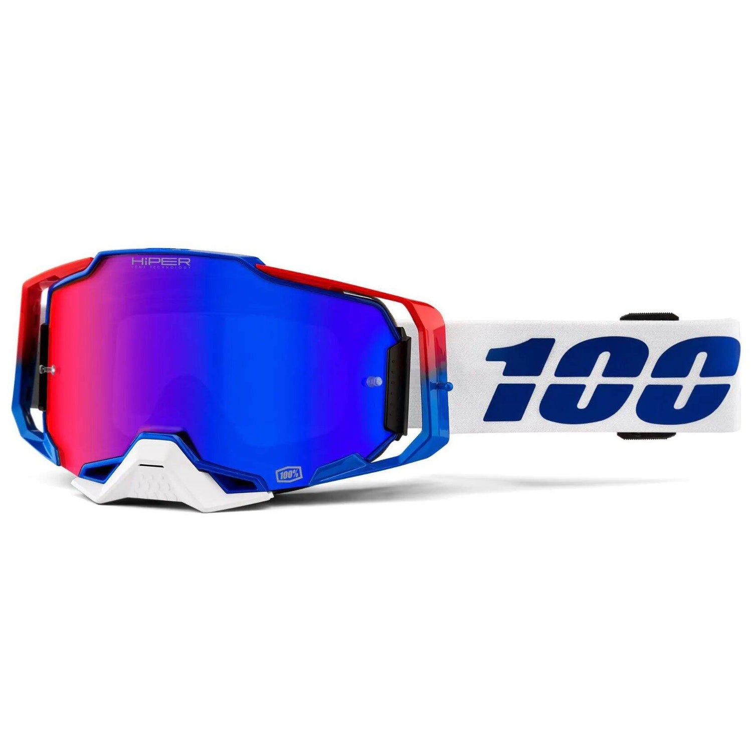100% Armega MTB/MX Goggles - Genesis (HiPER Blue/Red Mirror Lens)