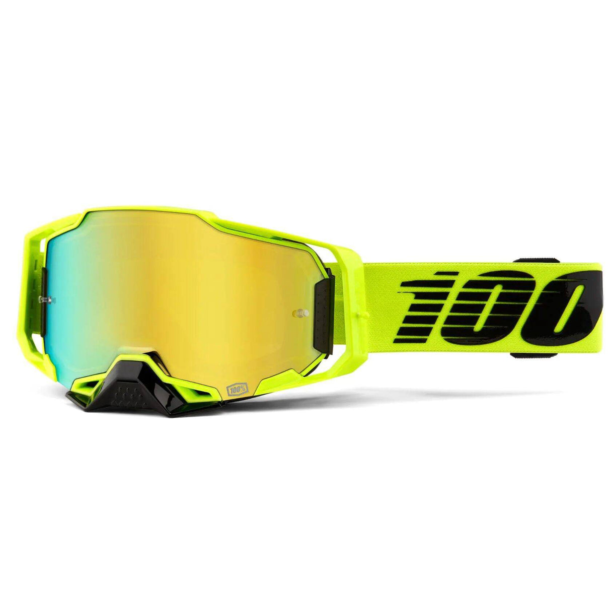 100% Armega MTB/MX Goggles - Nuclear Citrus (Gold Mirror Lens)