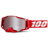100% Armega MTB/MX Goggles - War Red (HiPER Silver Mirror Lens)