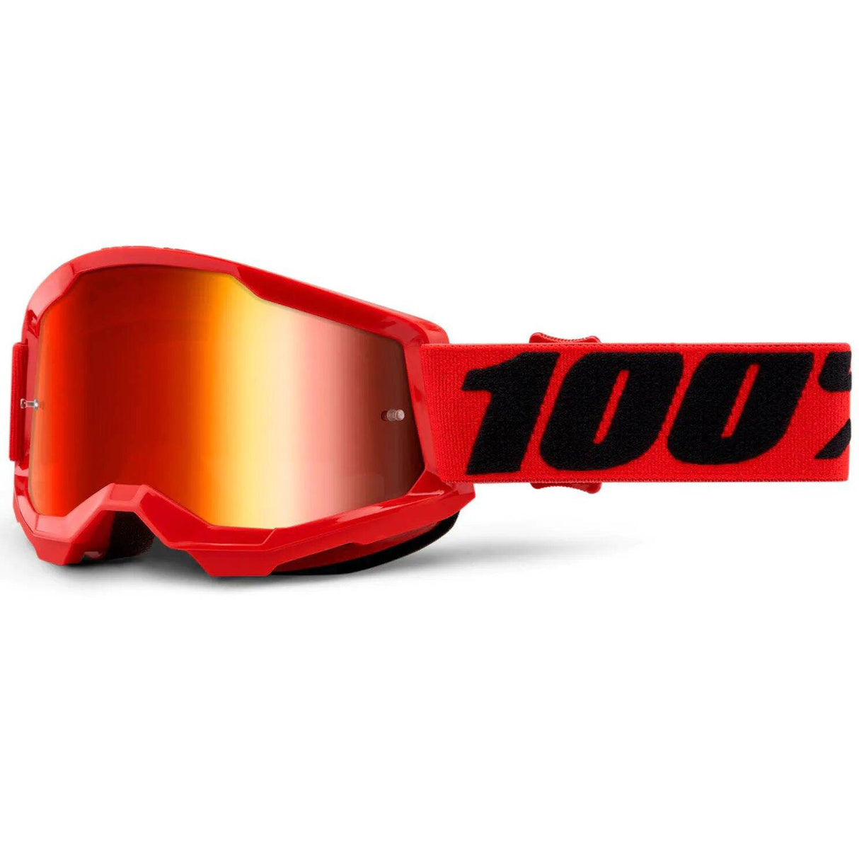 100% Strata 2 Youth MTB/MX Goggles - Red (Mirror Red Lens)