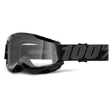 100% Strata 2 MTB/MX Goggles - Black (Clear Lens)