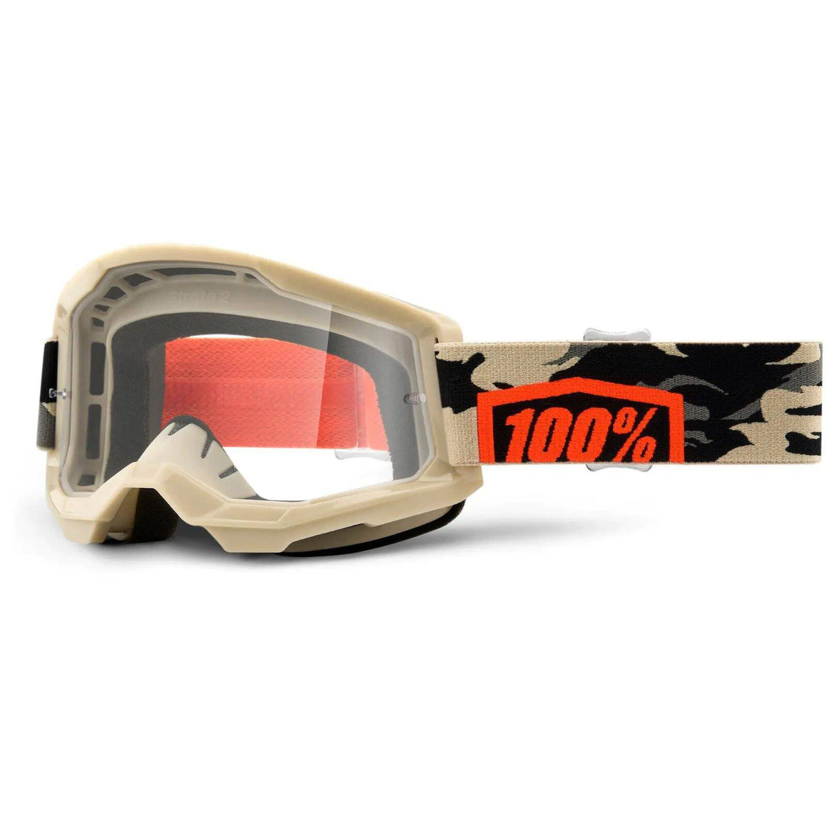 100% Strata 2 MTB/MX Goggles - Kombat (Clear Lens)