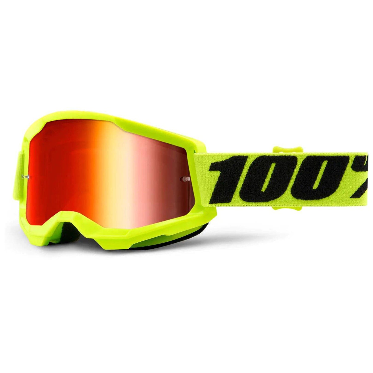 100% Strata 2 MTB/MX Goggles - Yellow (Mirror Red Lens)