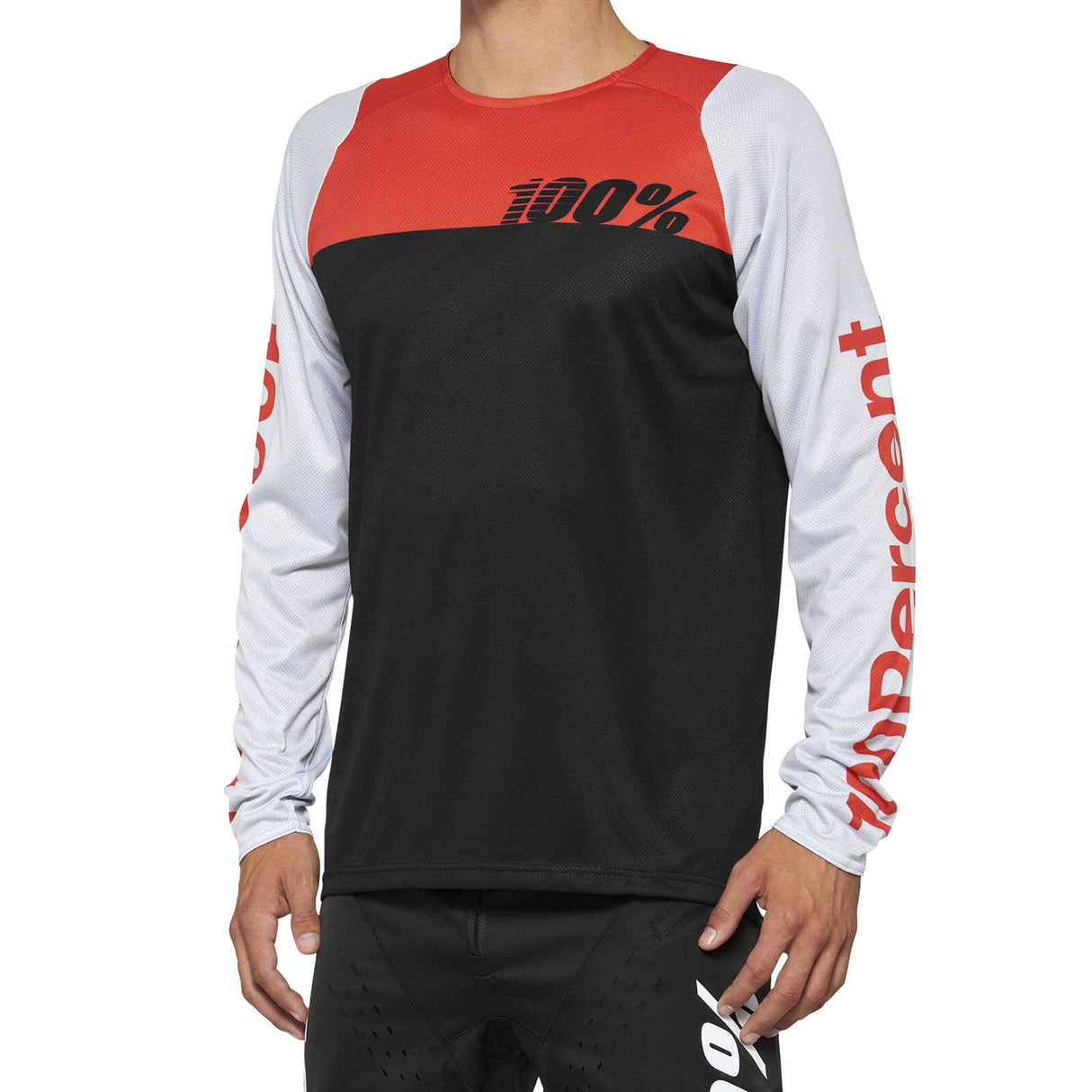 100% R-CORE Long Sleeve Jersey - Black/Racer Red