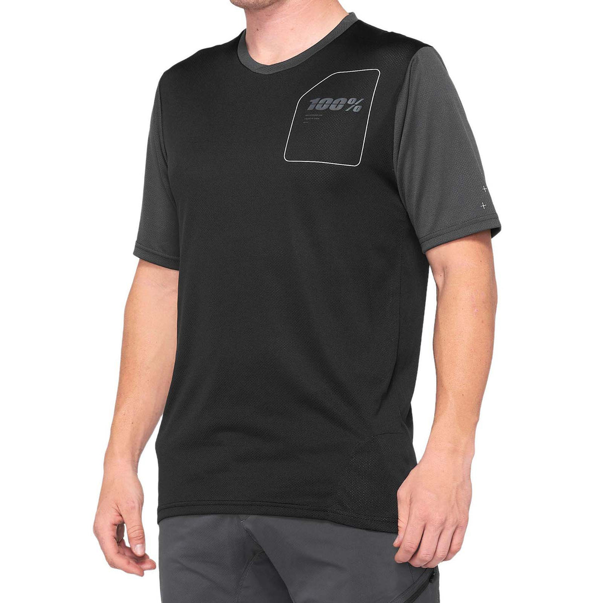100% RIDECAMP Short Sleeve Cycling Jersey - Black/Charcoal