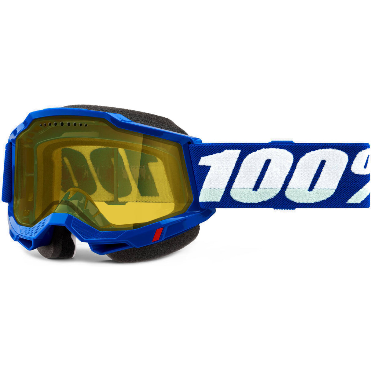 100% Accuri 2 Snowmobile Goggles - Blue/Yellow Vented Dual Lens