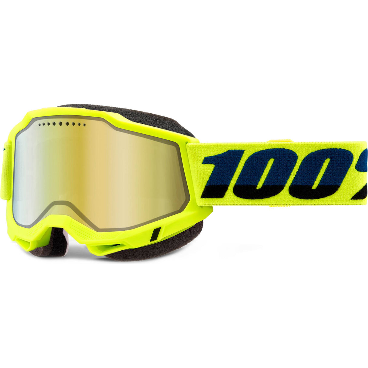 100% Accuri 2 Snowmobile Goggles - Fluo Yellow/Mirror Gold Lens