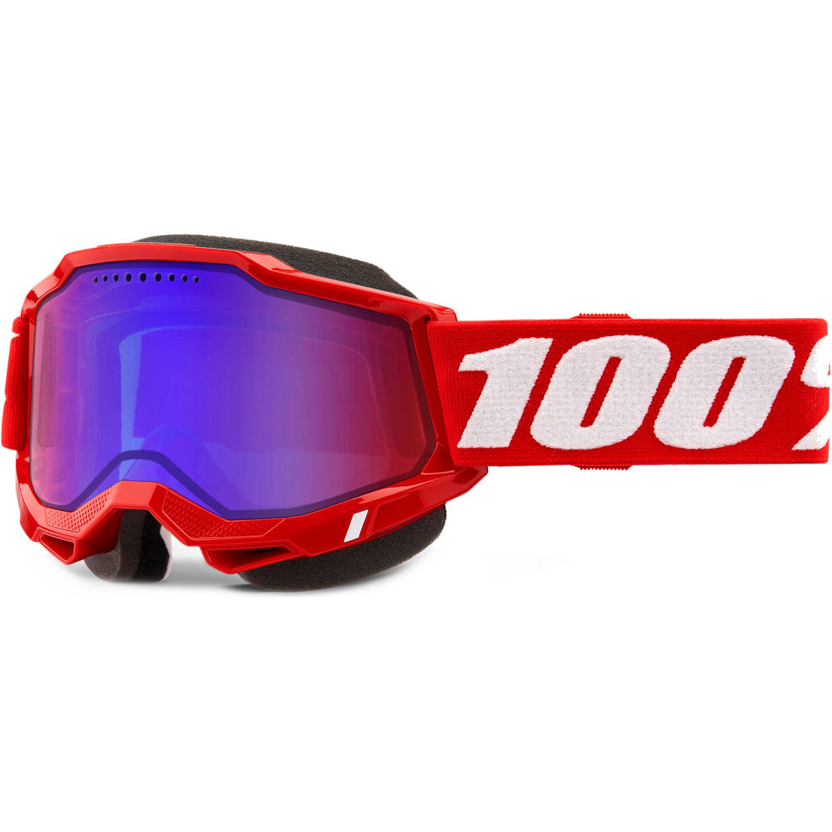 100% Accuri 2 Snowmobile Goggles - Red/Mirror Red-Blue Lens