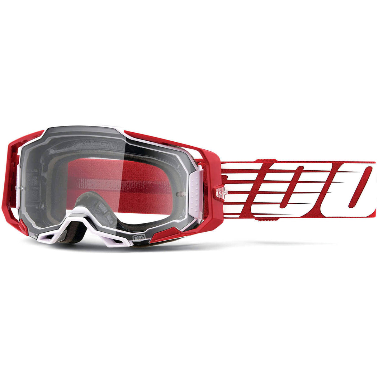 100% Armega Goggles - Oversized Deep Red/Clear Lens