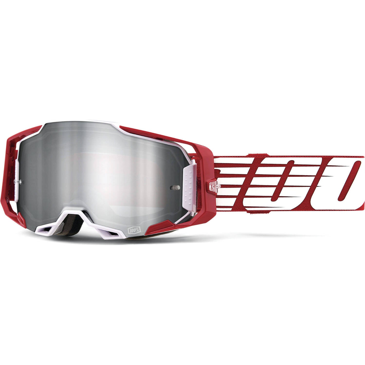 100% Armega Goggles - Oversized Deep Red/Flash Silver Lens