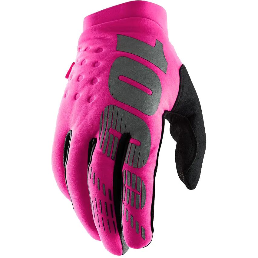 100% Brisker Protective Gloves - Neon Pink