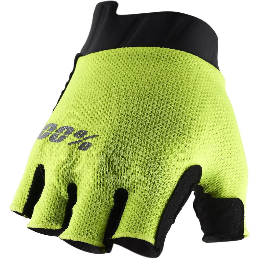 100% Exceeda Gel Short Finger Protective Gloves - Fluo Yellow