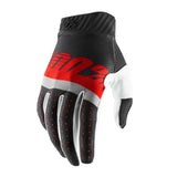 100% Ridefit Protective Gloves - Steel Grey/Red MED