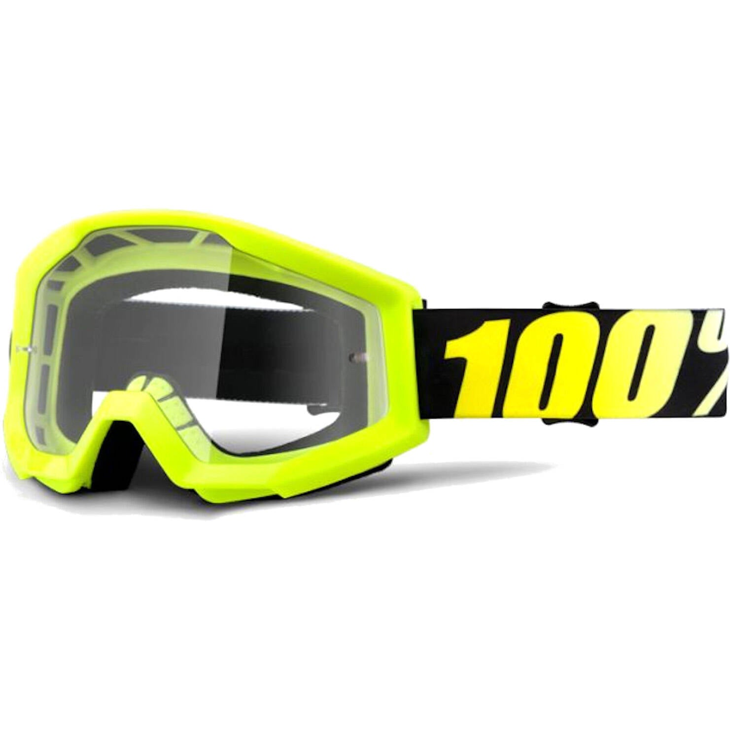 100% Strata Goggles - Neon Yellow/Clear Lens