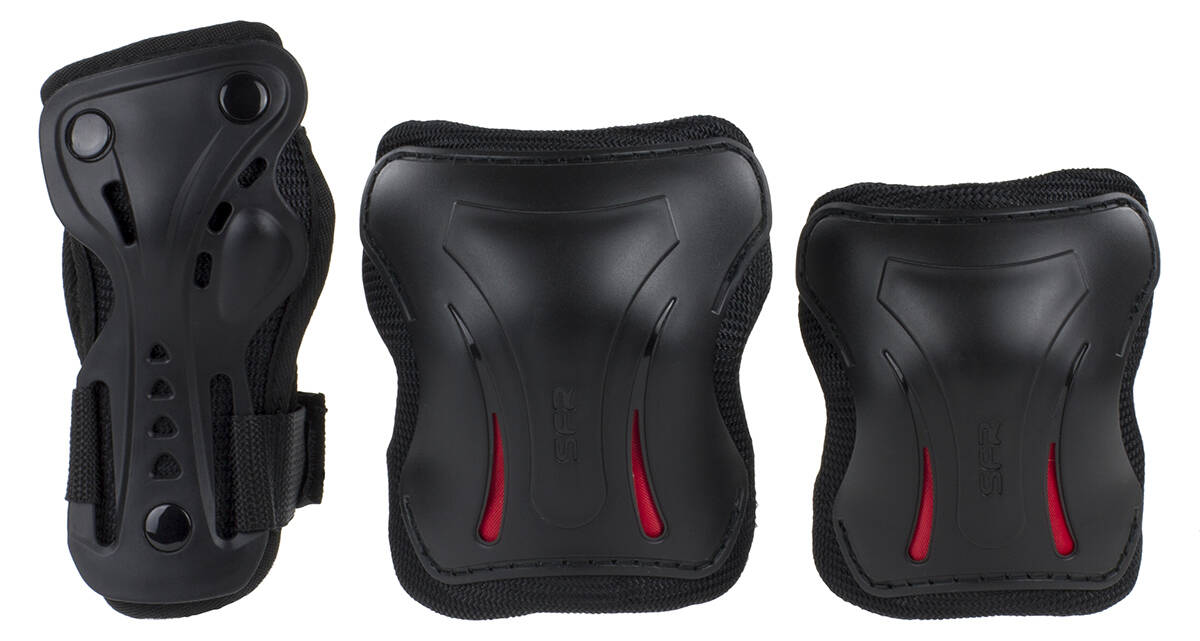 SFR Essentials Triple Padset - Black / Red - Small (Age 4 - 7)