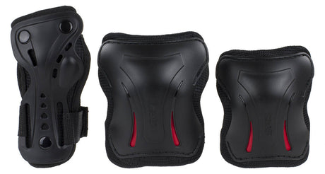 SFR Essentials Triple Padset - Black / Red - Small (Age 4 - 7)