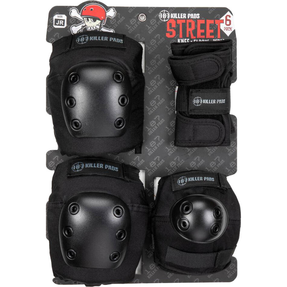 187 Killer Street Pack Knee/Elbow/Wrist Pad Set - Black