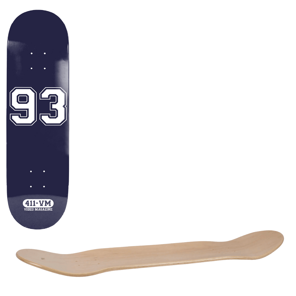 411VM Athletic 93 Skateboard Deck - Navy 8.25"