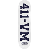 411VM Athletic Skateboard Deck - White 8.5"