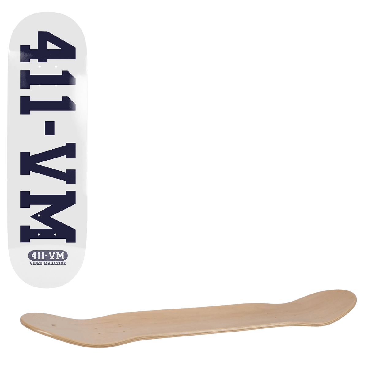 411VM Athletic Skateboard Deck - White 8.5"