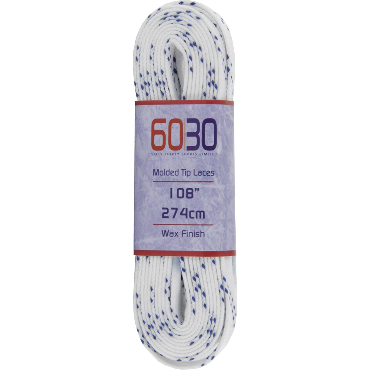 60/30 Waxed Pro Laces White/Blue - 96` Long