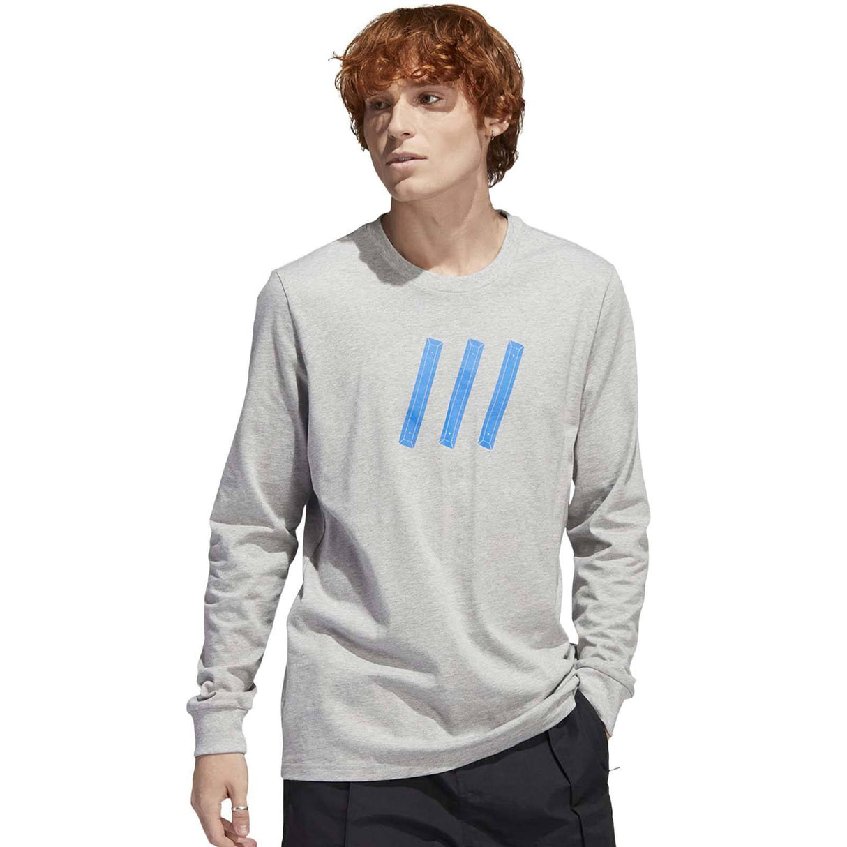 Adidas Cur3 LS T Shirt - Grey/Blue Bird