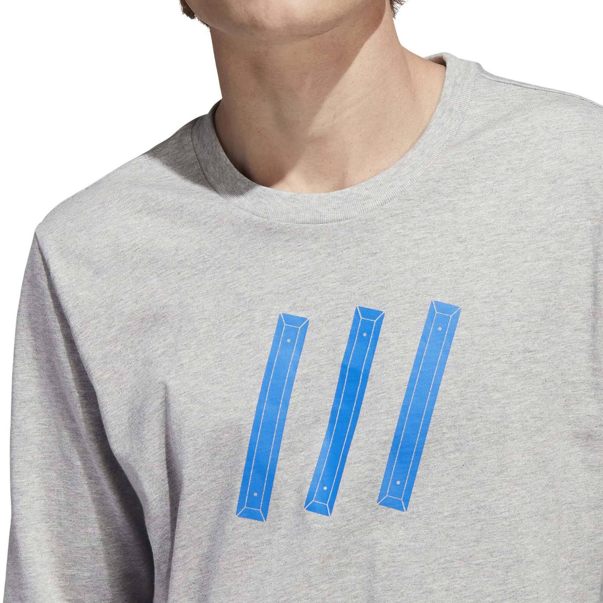 Adidas Cur3 LS T Shirt - Grey/Blue Bird