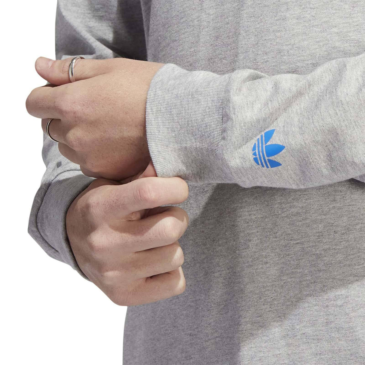 Adidas Cur3 LS T Shirt - Grey/Blue Bird