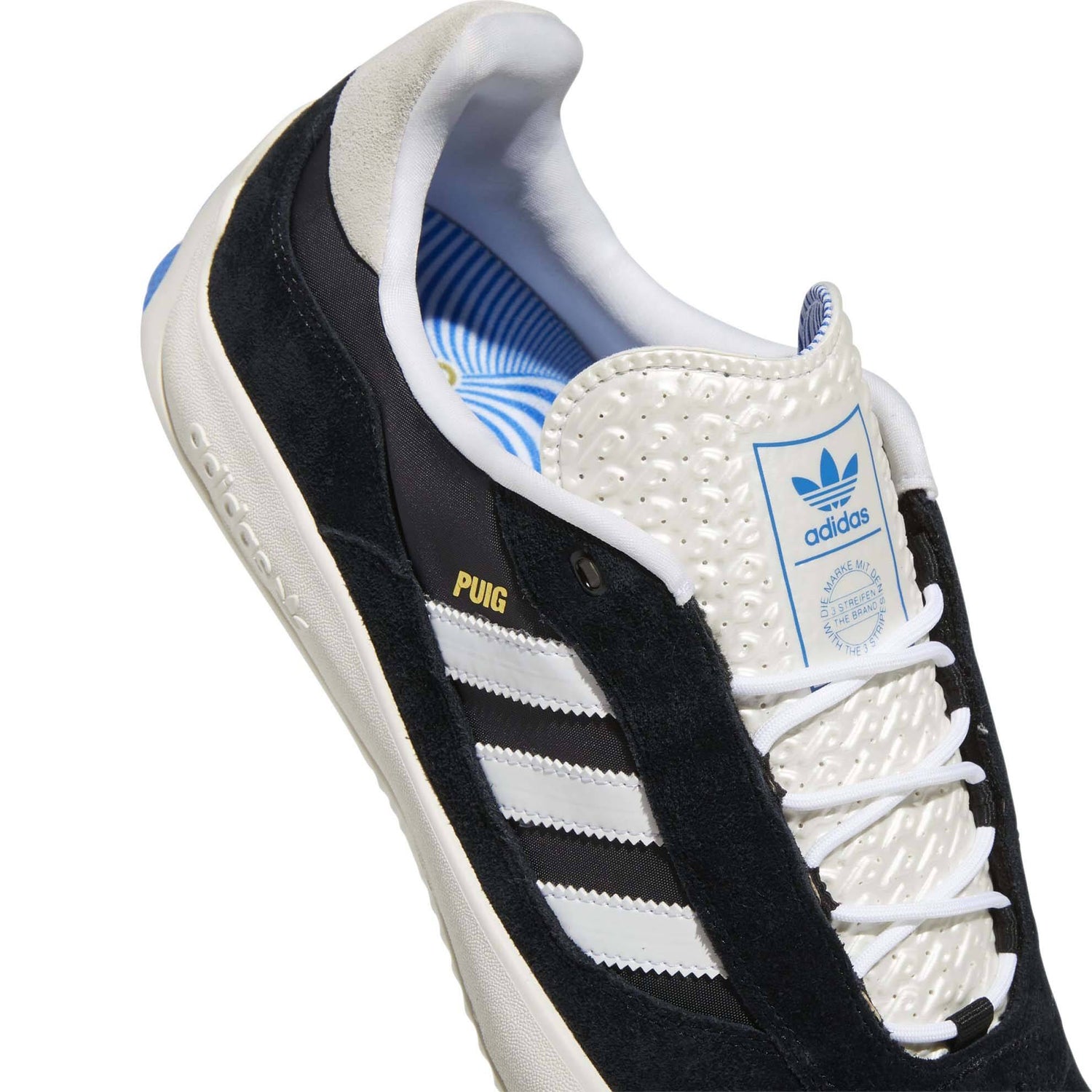Adidas Puig Skate Shoes - Core Black/White/Blue Bird
