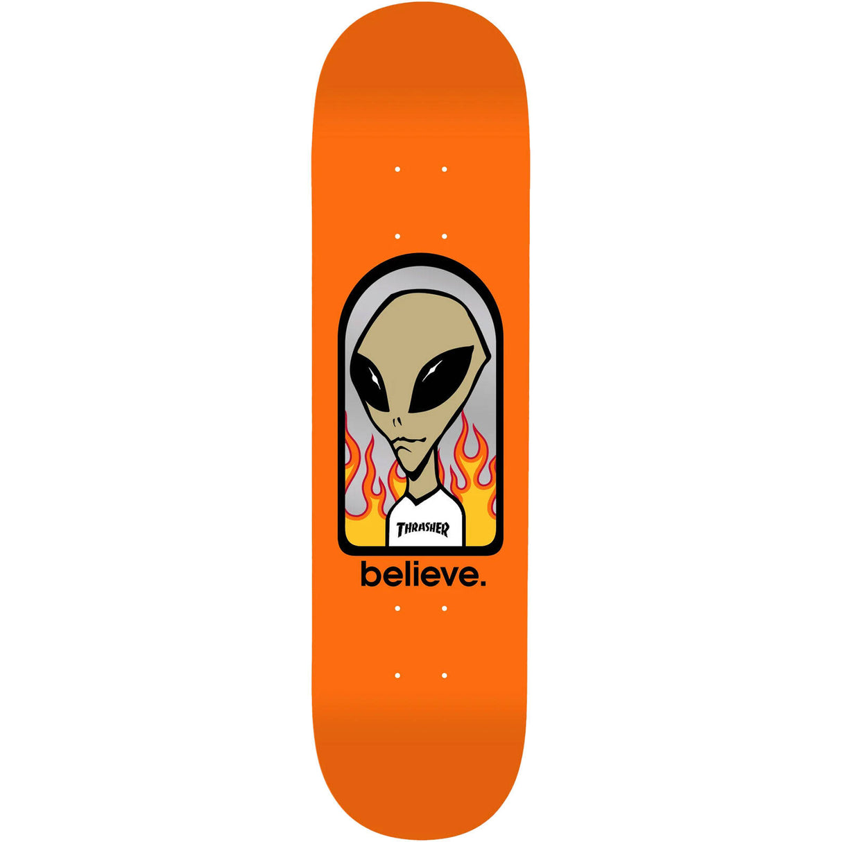Alien Workshop x Thrasher Believe Skateboard Deck - Orange 8"