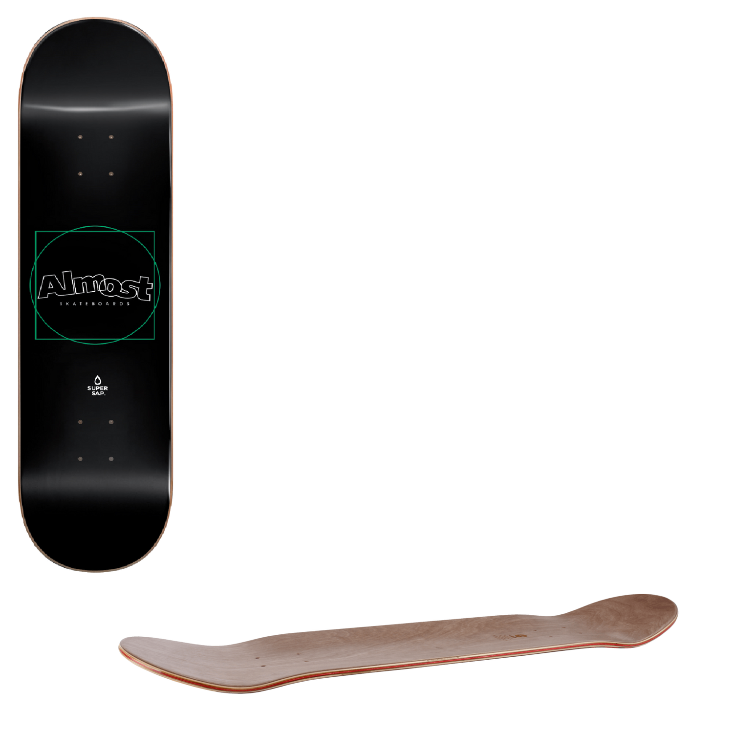Almost Greener Super Sap R7 Skateboard Deck - Black 8.5"