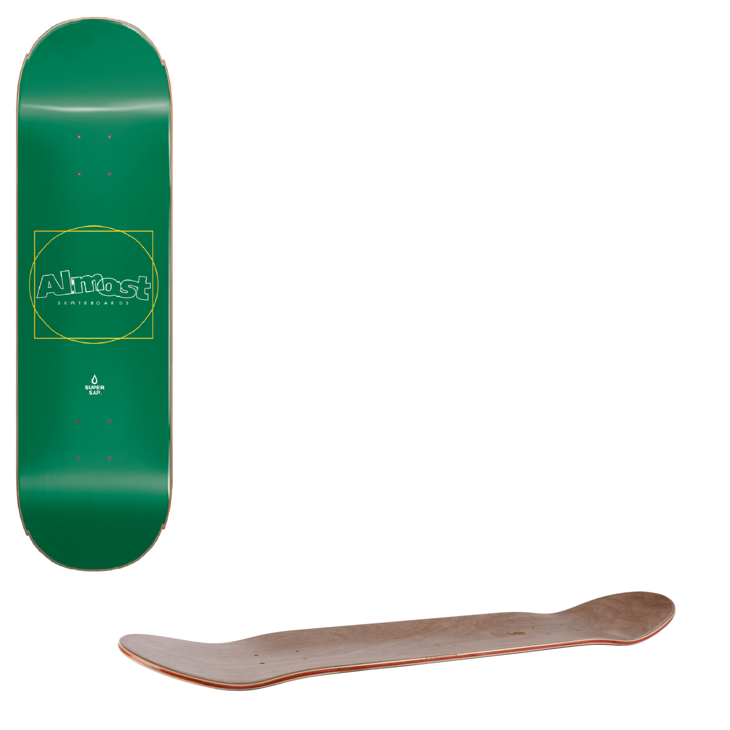 Almost Greener Super Sap R7 Skateboard Deck - Green 8.25"