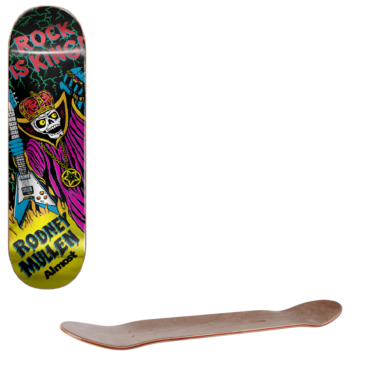 Almost Mullen King R7 Skateboard Deck - Black/White 8"