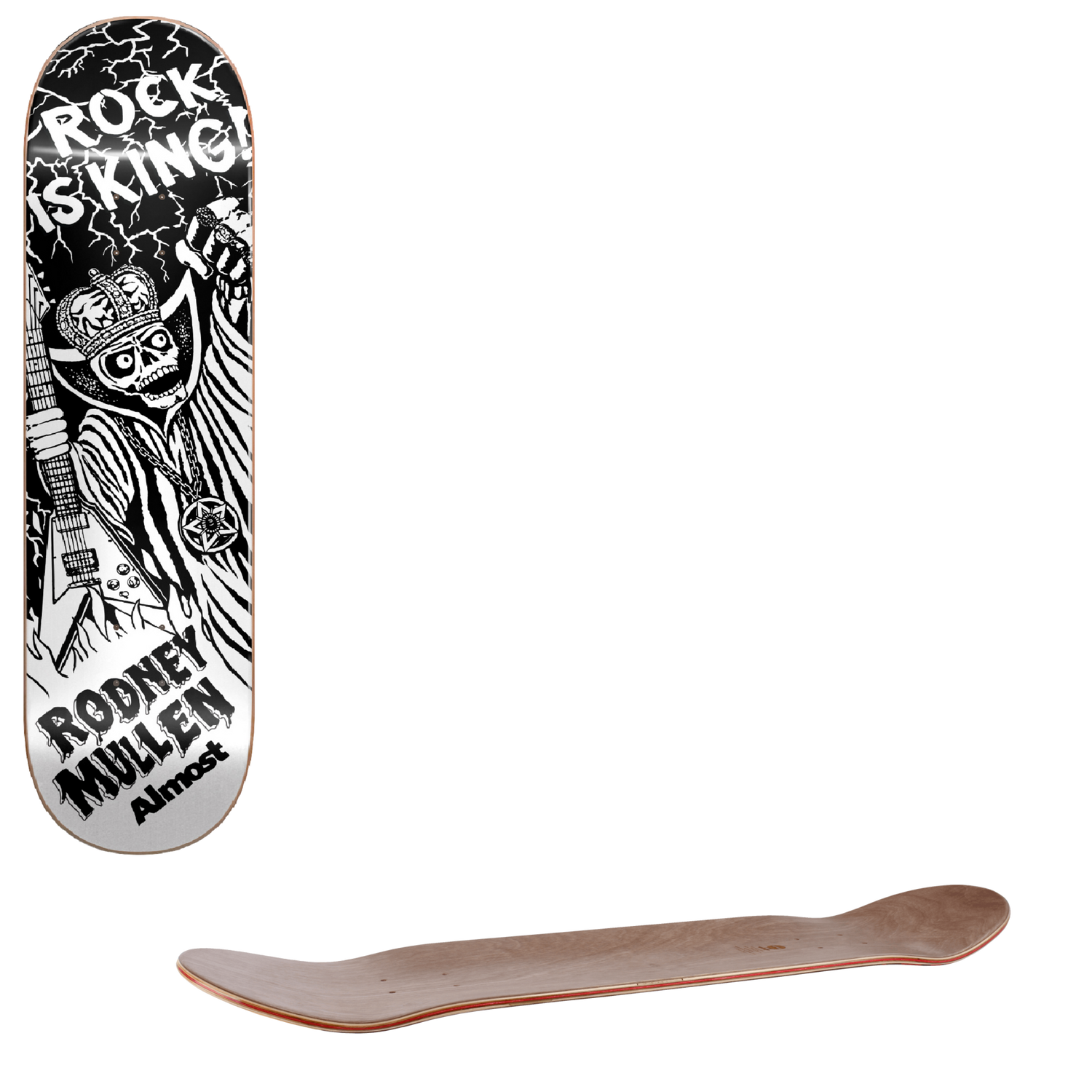 Almost Mullen King R7 Skateboard Deck - Black & White 7.75"