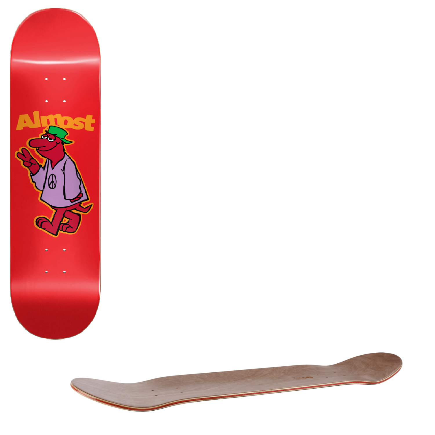 Almost Peace Out Skateboard Deck - Red 8.125"