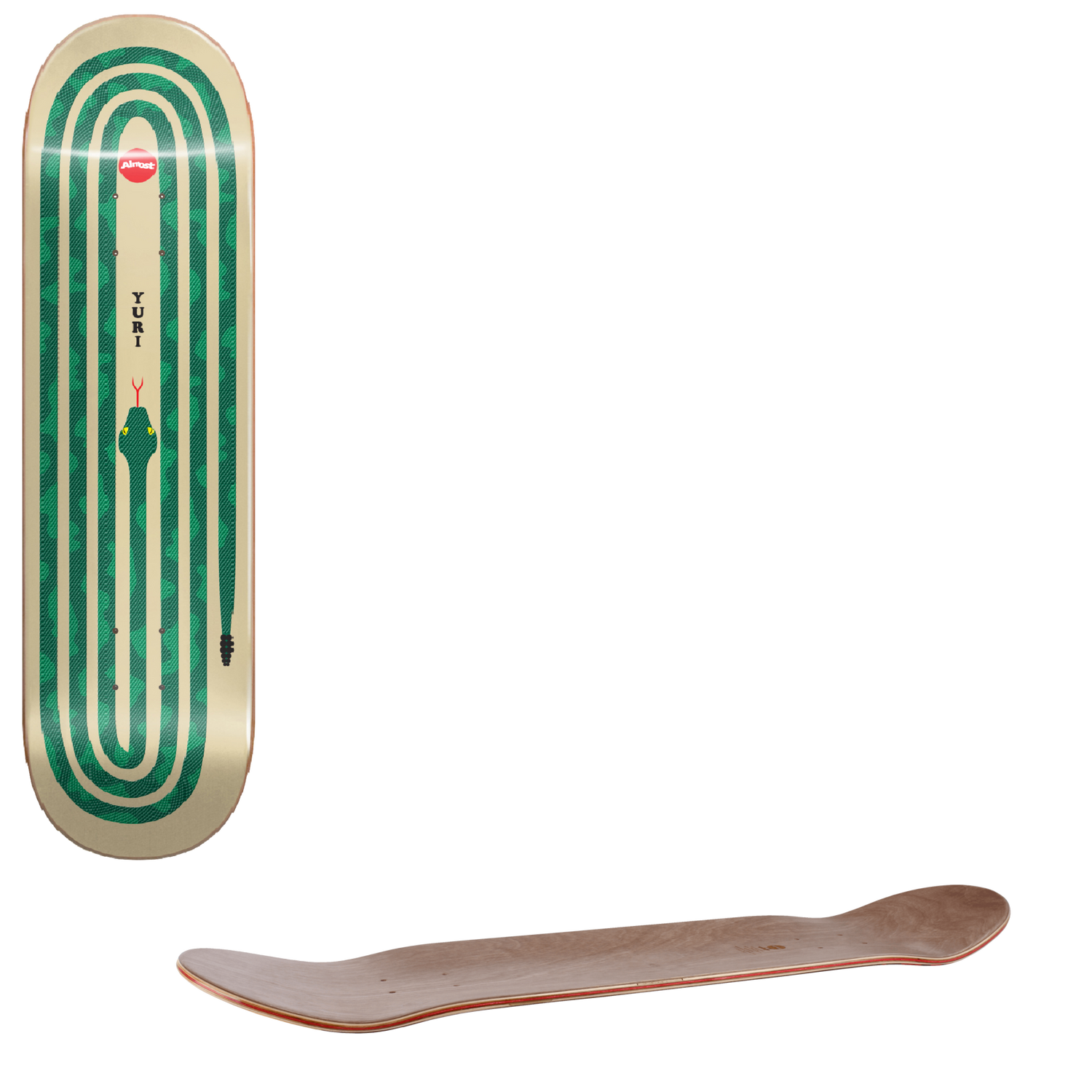 Almost Yuri Snake Pit R7 Skateboard Deck - Green 8.375"