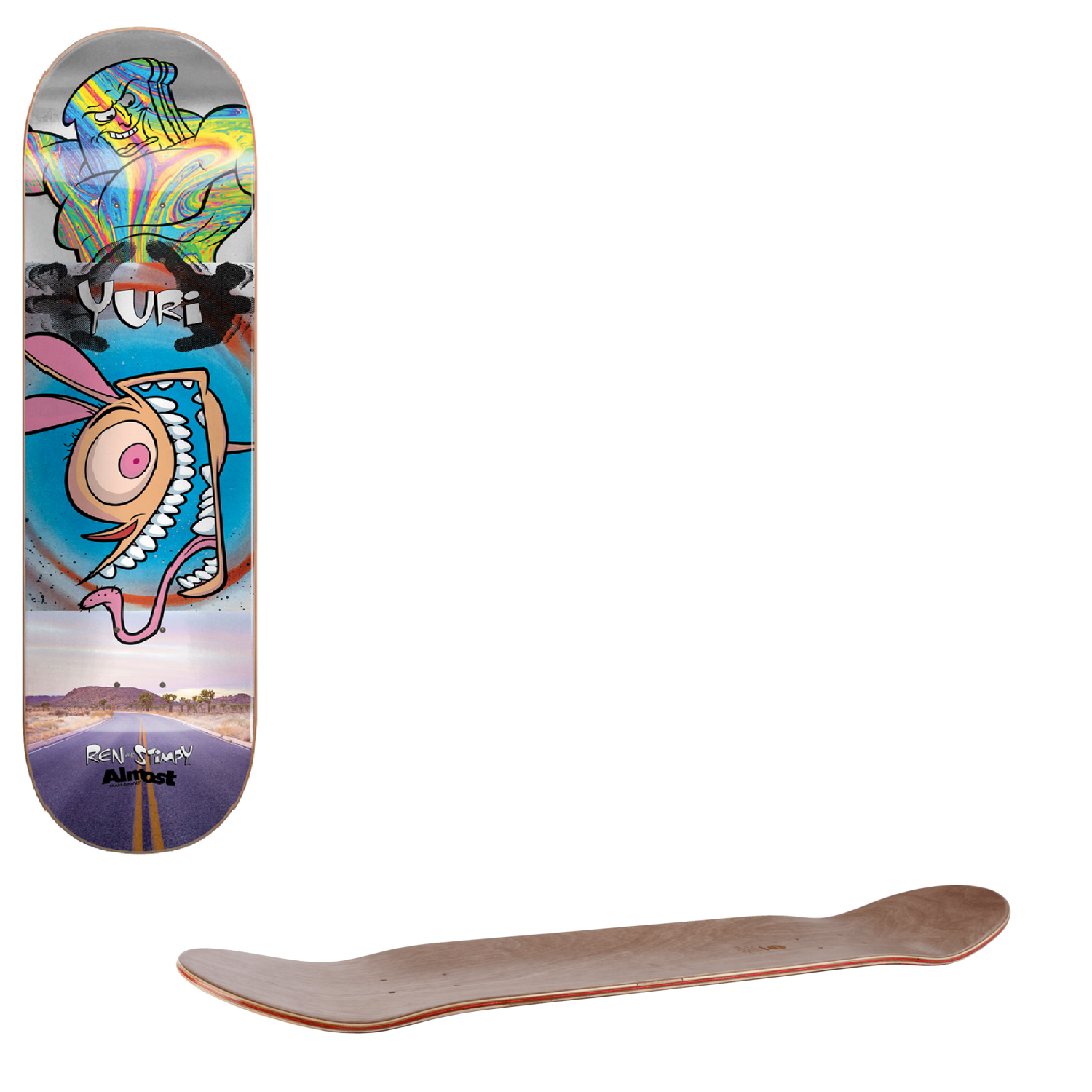 Almost Ren & Stimpy R7 Skateboard Deck - Yuri Road Trip 8"