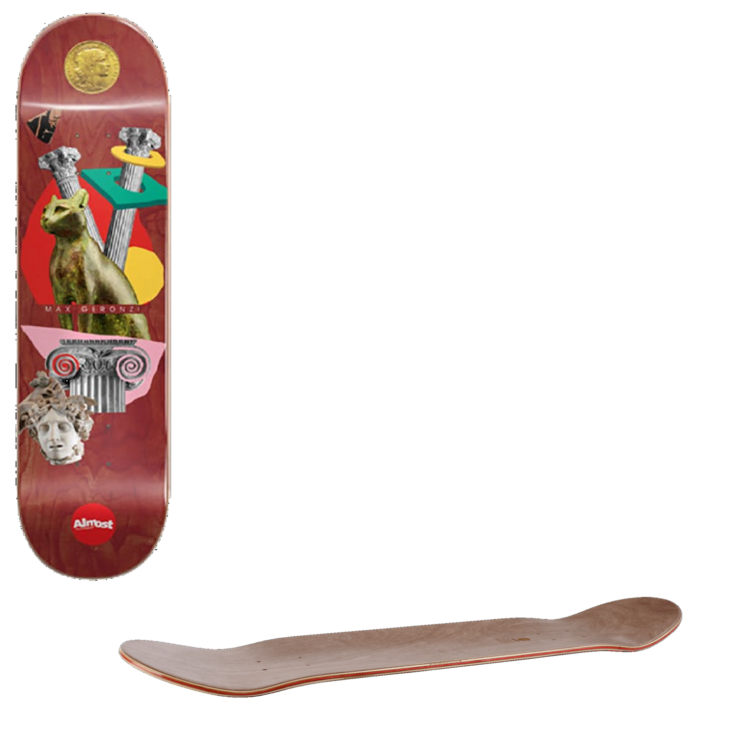 Almost Relics R7 Max Skateboard Deck - Maroon 8.375''
